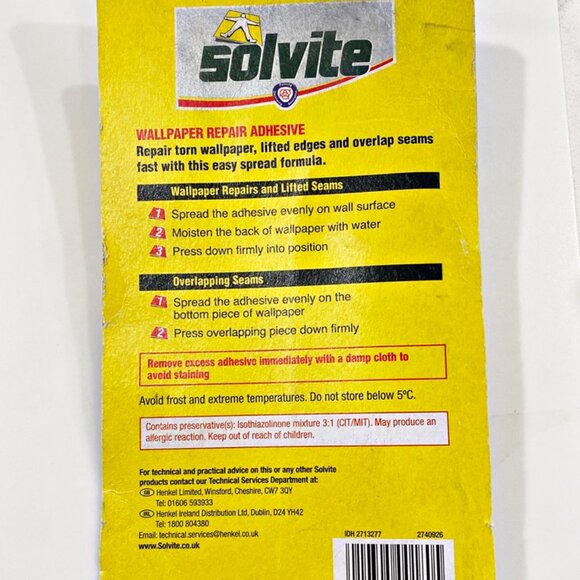Solvite Wallpaper Repair Adhesive Easy Spread Extra Strong Tube New Old Stock - Picture 5 of 7